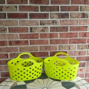 Vintage Early 2000’s mod style Neon Yellow-green Storage Baskets